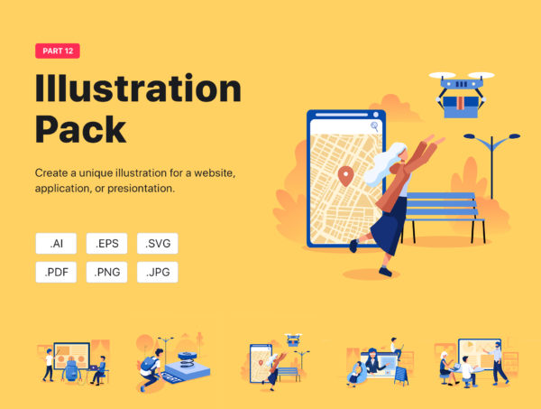 蚂蚁素材下午茶：学习生活场景矢量网站设计插画素材