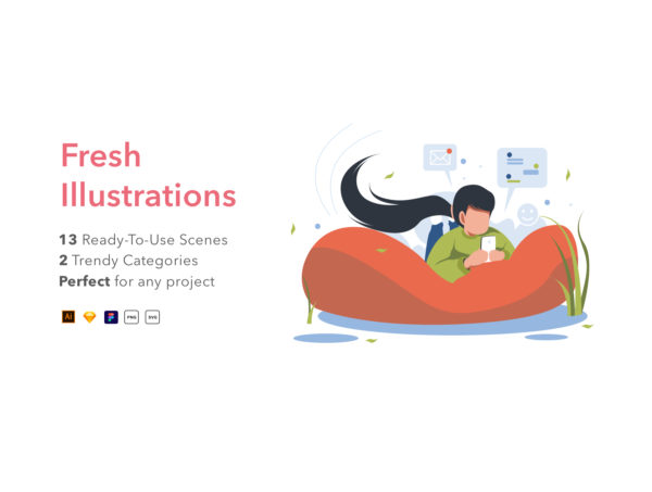 蚂蚁素材下午茶：专业网站设计和演示的矢量插画素材