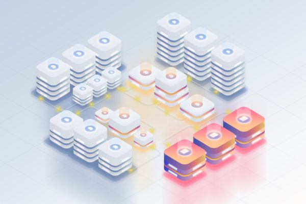 服务器群组等距蚂蚁素材精选概念插画 Isometric Server Concept