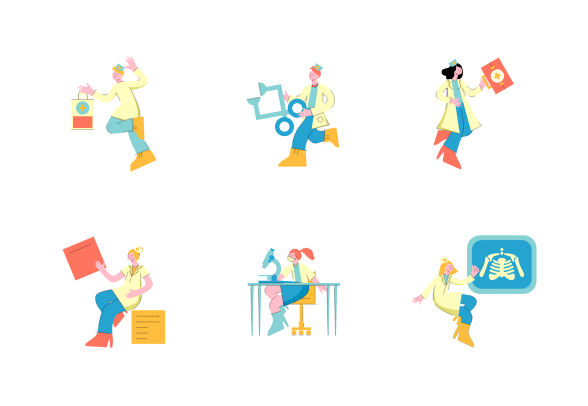 蚂蚁素材下午茶：12款医务人员角色矢量插画素材