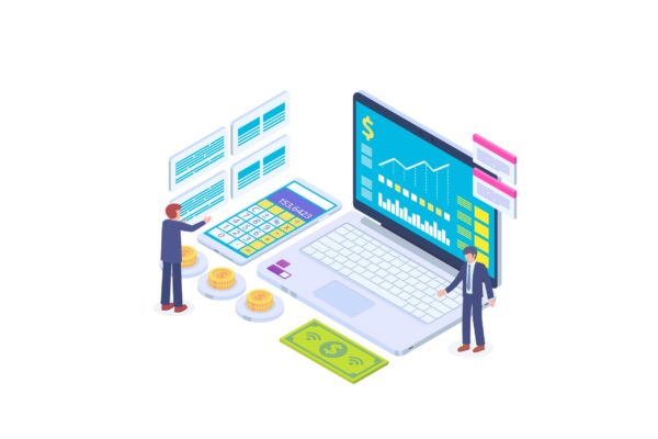 财务成本跟踪主题等距矢量第一素材精选概念插画v3 Tracking Financial Cost Isometric Vector Concept 3