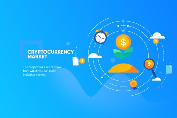 加密货币主题插画网站Banner&着陆页设计模板 Crypto Currency Banner & Landing Page