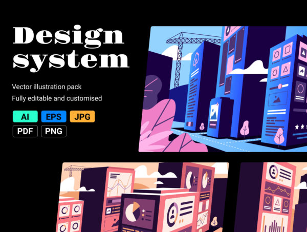 第一素材下午茶：分析工具设计系统矢量插画素材