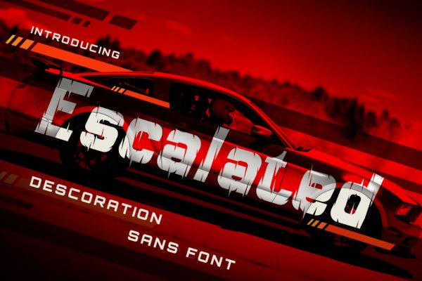 独特动感艺术风格英文无衬线字体蚂蚁素材精选 Escalated – Fast Motorsport Racing Font