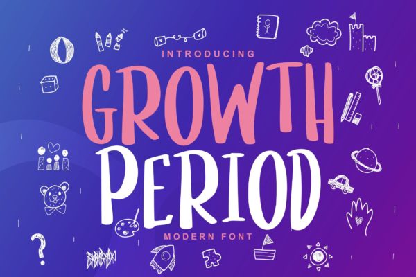 儿童主题设计英文无衬线字体蚂蚁素材精选 Growth Period | Kids Modern Font