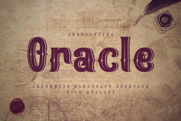 复古印刷排版风格英文衬线字体第一素材精选 Oracle – Authentic Vintage Inline Font