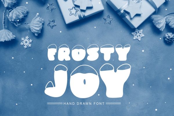 斯堪的纳维亚风格可爱积雪字体蚂蚁素材精选 Frosty Joy Hand Drawn Display Font