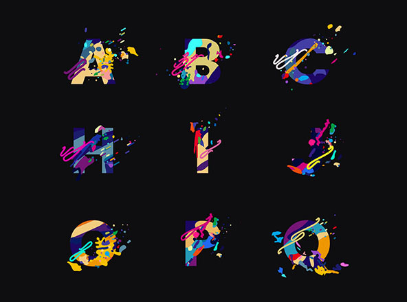 油漆飞溅英文创意艺术装饰字体第一素材精选 Splash Letters Font