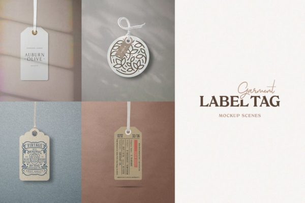 服装标签/吊牌印刷效果图样机蚂蚁素材精选 Garment Label Tag Mockups