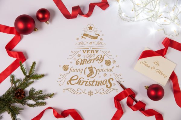 简约优雅风格圣诞节贺卡设计图样机第一素材精选模板v2 Clean and Elegant Christmas Greetings Mockups #2