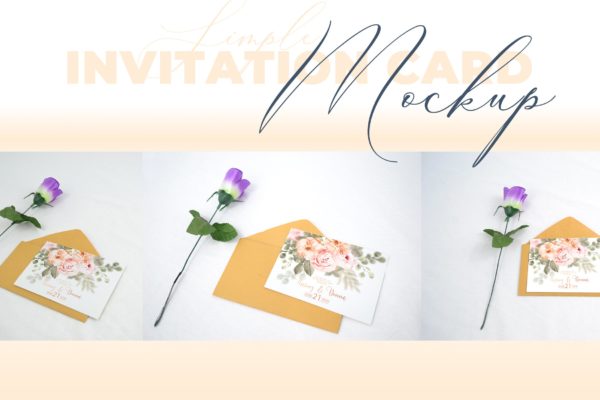 婚礼邀请函设计效果图样机蚂蚁素材精选模板v1 Realistic Wedding Invitation Card Mockup