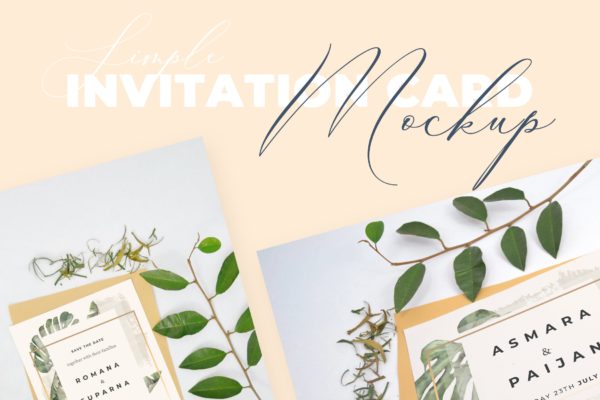 婚礼邀请函设计效果图样机第一素材精选模板v4 Beautiful Realistic Wedding Invitation Mockup V4