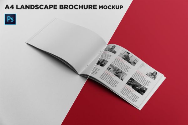 宣传画册/企业画册内页版式设计图样机蚂蚁素材精选 Open Landscape Brochure Mockup