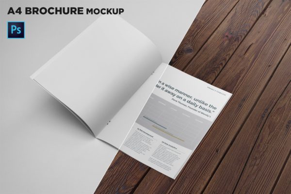 A4尺寸企业/品牌宣传册折叠页效果图样机第一素材精选 A4 Brochure Mockup Folded Page
