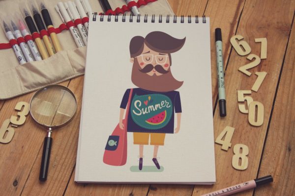 竖版绘画本手绘插画作品展示样机第一素材精选 Sketchbook Vertical