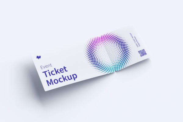 门票入场券设计微折叠效果图样机第一素材精选v01 Event ticket mockup 01