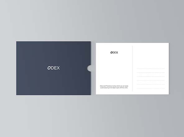 抽拉式明信片设计图样机第一素材精选模板 Flat Postcard Mockup