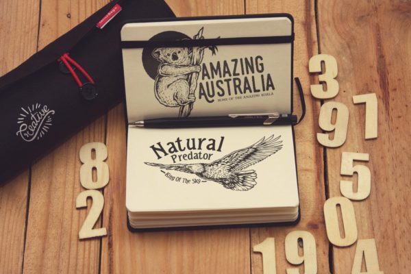 袖珍笔记本写生作品预览样机蚂蚁素材精选模板v1 Pocket Notebook Writing Sketch