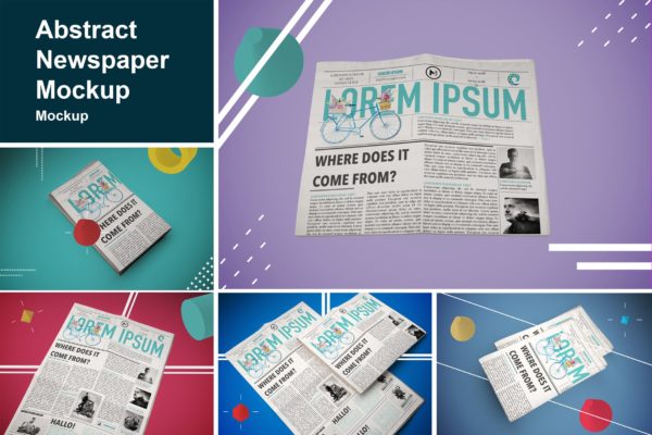 报纸版式设计效果图样机蚂蚁素材精选模板 Abstract Newspaper MockUp