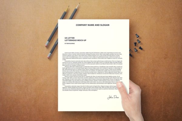 简约风格美式信头信纸版式设计样机蚂蚁素材精选 US Letter Letterhead Mock-Up