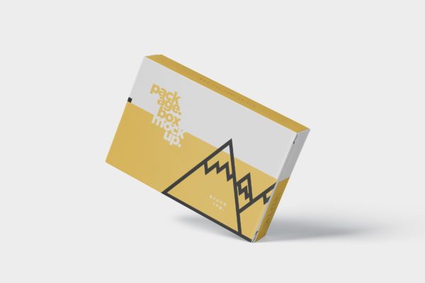 扑克牌大小扁平包装纸盒外观设计蚂蚁素材精选模板 Package Box Mock-Up – Wide – Flat Rectangle Shape