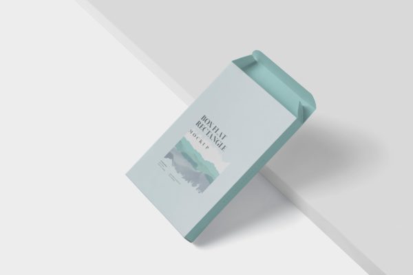 扁平矩形扑克牌包装盒第一素材精选模板 Box Mockup – Medium Size Flat Rectangle Shape