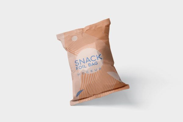小吃零食铝箔袋/塑料包装袋设计图第一素材精选 Snack Foil Bag Mockup – Plastic