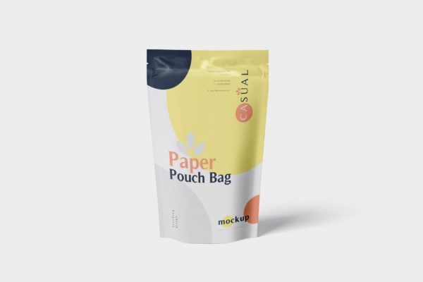 食品自封袋包装设计效果图第一素材精选 Paper Pouch Bag Mockup – Large Size