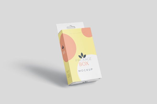 带挂耳设计扁平矩形产品包装盒效果图第一素材精选 Package Box Mockup Set- Flat Rectangle with Hanger