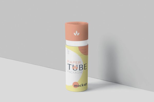 纸管包装外观设计效果图蚂蚁素材精选模板 Paper Tube Packaging Mockup Set – Slim