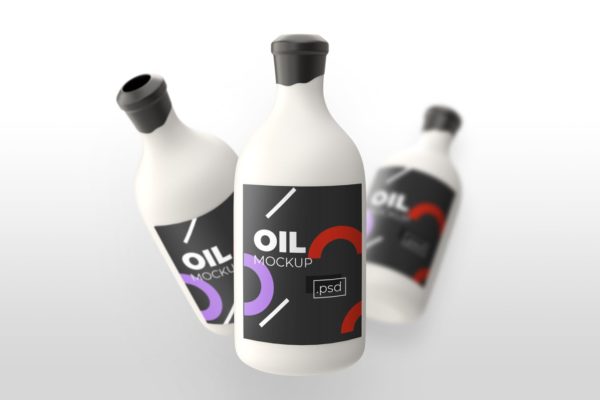 油品塑料瓶外观设计效果图蚂蚁素材精选 Realistic Oil Bottle – Mockups