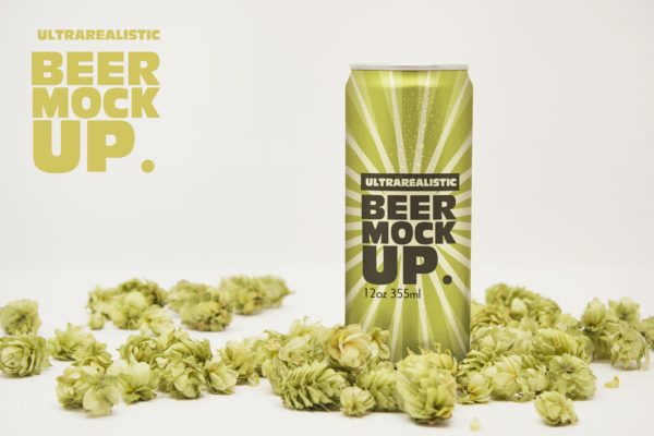 12盎司啤酒易拉罐外观设计前视图第一素材精选 Front 12oz Beer Can Mockup