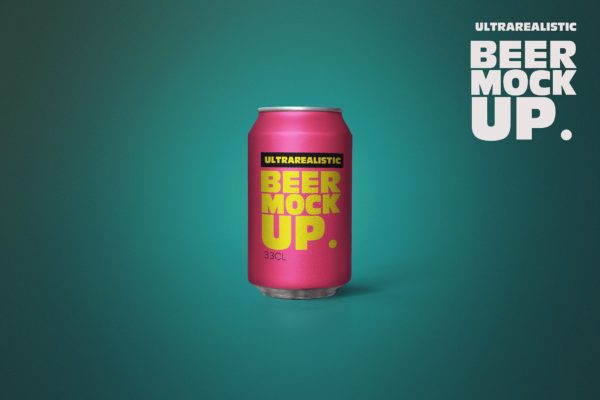啤酒易拉罐外观设计效果图蚂蚁素材精选 Clean Beer Can Mockup