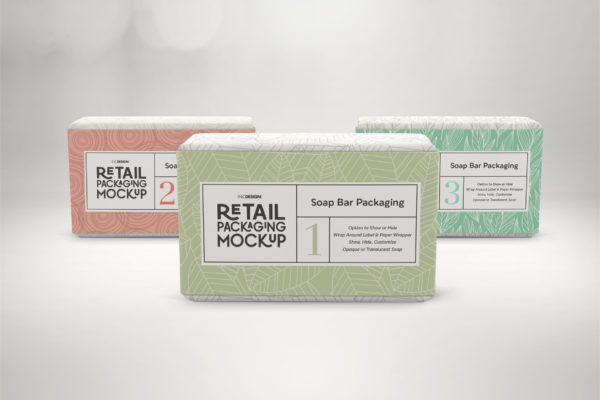 肥皂包装纸袋设计效果图蚂蚁素材精选 Retail Soap Bar Packaging Mockup