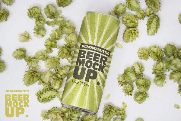 12盎司啤酒易拉罐外观设计图第一素材精选 12oz Beer Can Mockup