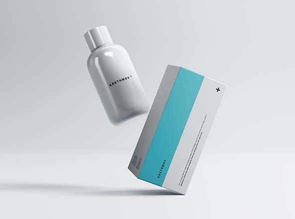 药瓶&药品包装纸盒外观设计展示蚂蚁素材精选 Medical Packaging Mockup