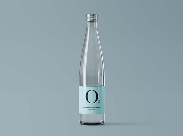 极简设计风格玻璃纯净水矿泉水瓶外观设计图第一素材精选 Minimal Glass Water Bottle Mockup