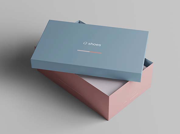 高端女鞋鞋盒外观设计图蚂蚁素材精选模板 Shoe Box Mockup