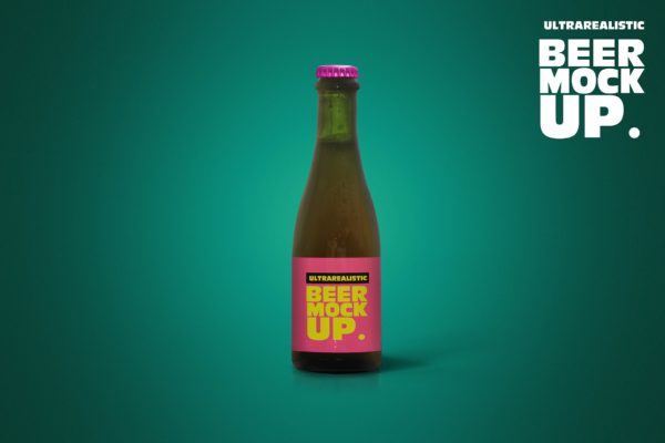 37cl棕褐色啤酒瓶外观设计图第一素材精选模板 Clean 37cl Tan Beer Mockup