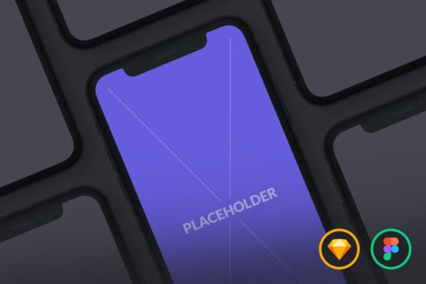 刘海屏iPhone手机等距网格蚂蚁素材精选样机模板[黑色版本] Presentation Mockups Dark