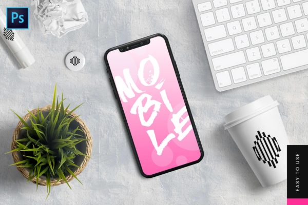 刘海屏智能手机屏幕预览效果图蚂蚁素材精选样机 Mobile Mockup