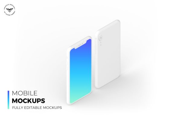 刘海屏手机正反面预览蚂蚁素材精选样机模板 Mobile Light Mockups