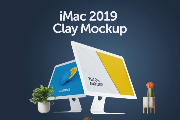iMac一体机电脑屏幕演示效果图蚂蚁素材精选样机 iMac 2019 Clay Mockup
