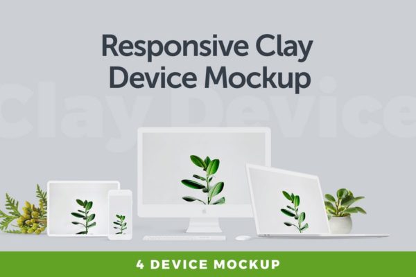 响应式网页设计效果预览设备第一素材精选样机 Responsive Clay Device Mockup 3.0