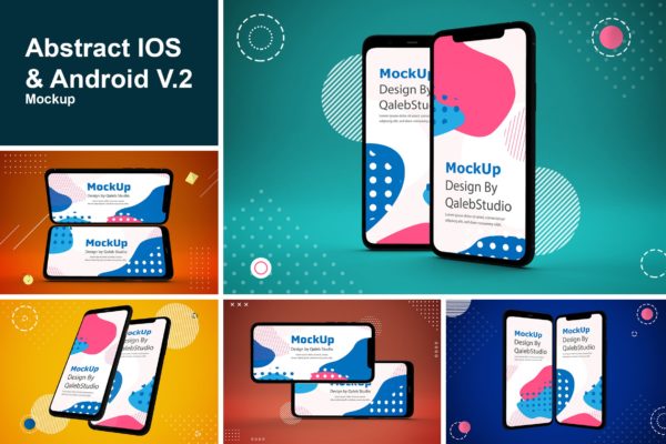 iOS&Android应用UI设计演示蚂蚁素材精选样机模板 Abstract IOS & Android Mockup V.2