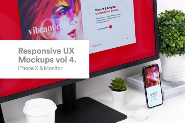 响应式UX设计作品展示第一素材精选样机模板 Mobile app Mock Up