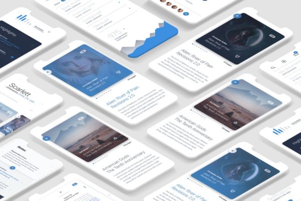 iPhone X等距网格APP设计图预览第一素材精选样机 Iphone X Mock Up