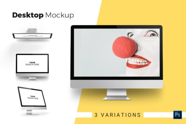 iMac一体机多角度预览蚂蚁素材精选样机模板 Desktop Mockup