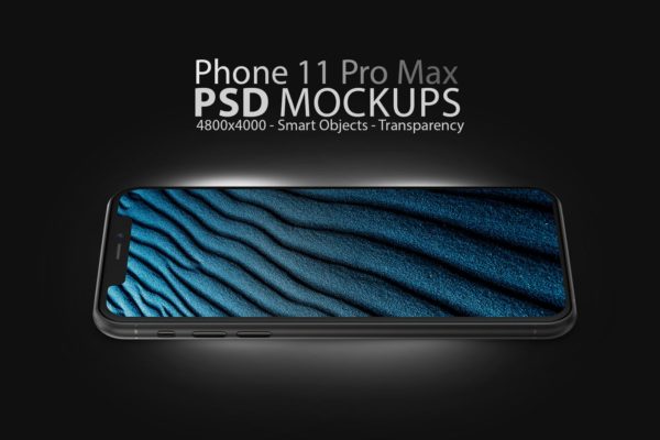 酷黑色iPhone 11 Pro Max屏幕预览蚂蚁素材精选样机模板 Phone 11 Black PSD Mockups