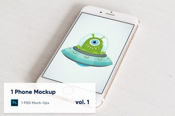 白色背景iPhone屏幕预览第一素材精选样机模板 1 Phone Mockup on Wooden Background